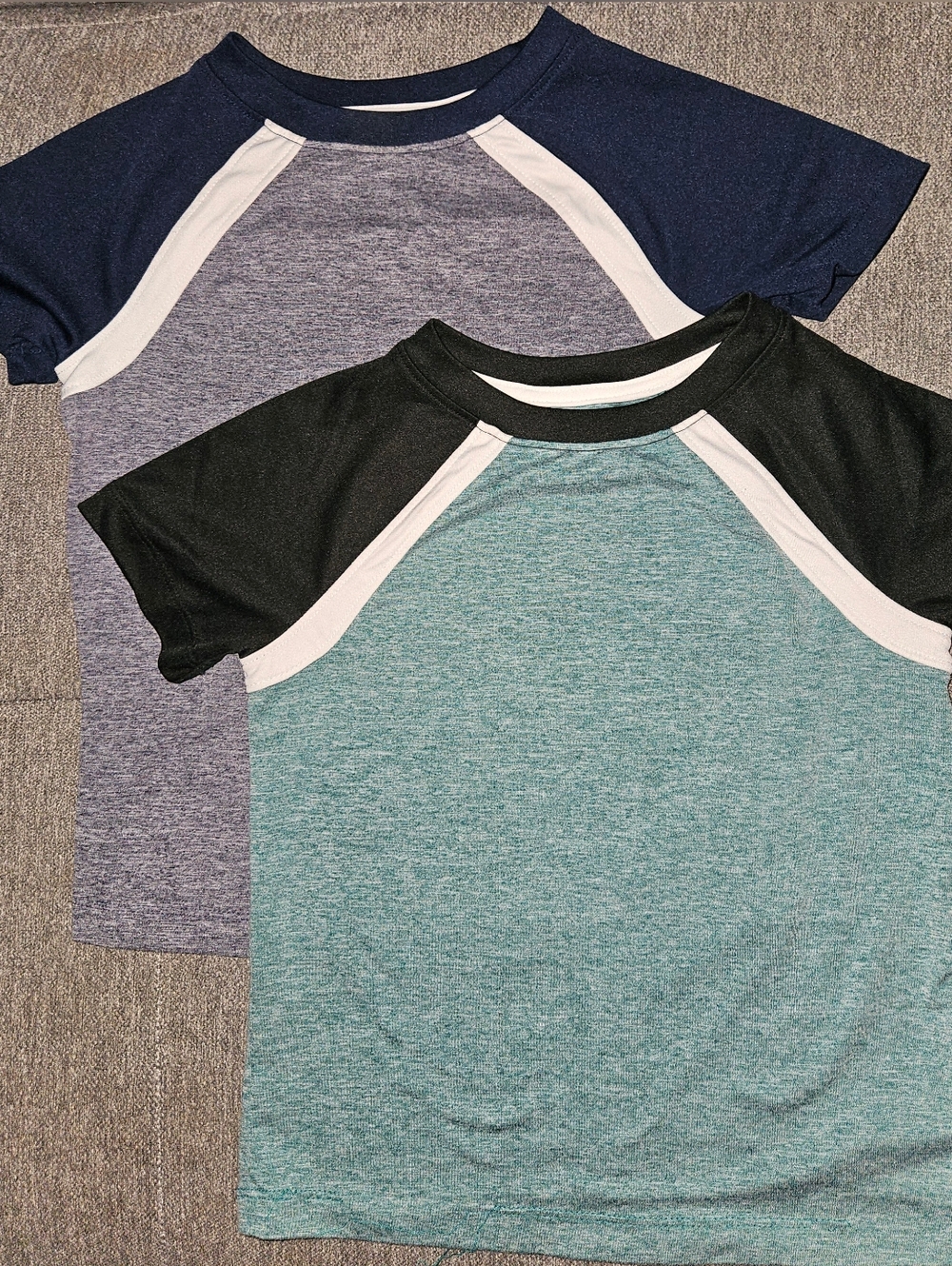 Cat & Jack Raglan Tee Duo in Teal, Navy & White Trim